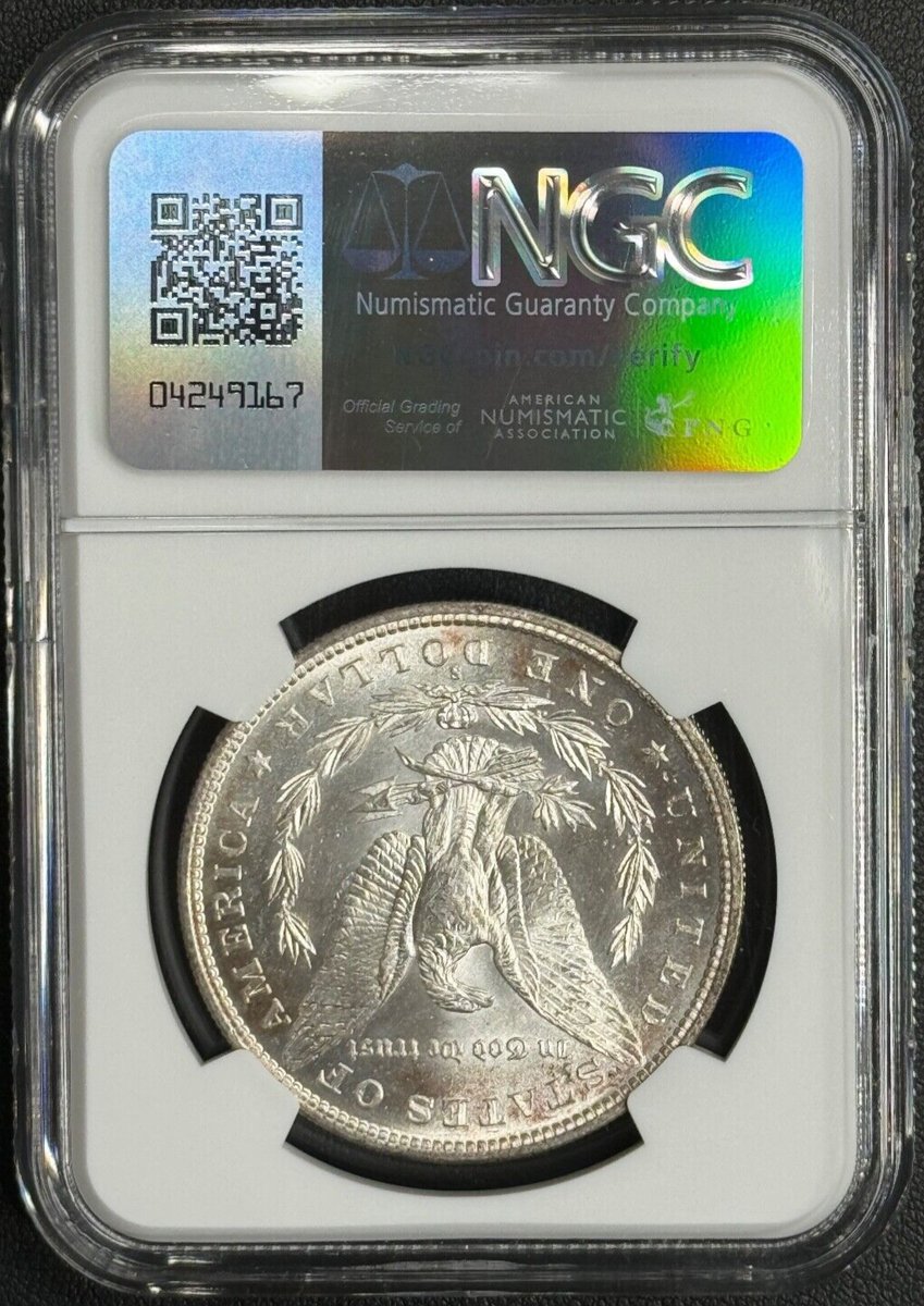 1885 S Morgan Silver Dollar $1 NGC MS-62, Nicely Rim Toned Semi