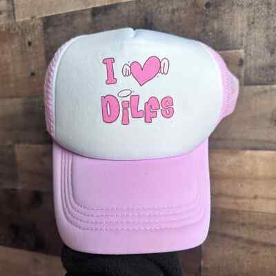 I Heart Dilfs Hat Double Snapback Cap Brats Foam Front Tucker Love DILF Dad NEW
