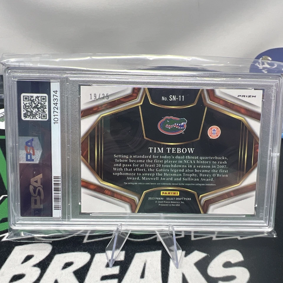 2023 SELECT DRAFT FOOTBAL - SNAPSHOT  TIM TEBOW - Tie Dye Prizm/25 - Image 4 of 4