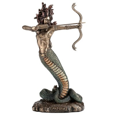6 1/8'' Furious Medusa Shooting Arrow Resin Sculpture Bronze Finish