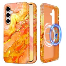 Slim Shockproof Rugged Marble Case for Galaxy S25 FE 6.7" - Military Grade Prote