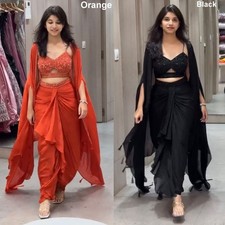 Satin Silk Wedding Party Wear Dhoti Style with Shrug and Choli 15-SF-1