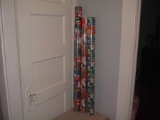 NOS Vtg CLEO 75' TRIM A HOME 120' PLUS MARK 75' SANTA CHRISTMAS WRAPPING PAPER