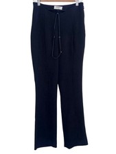 HOUSE OF CB Layla black v front pants trousers straight leg crepe sz M straps