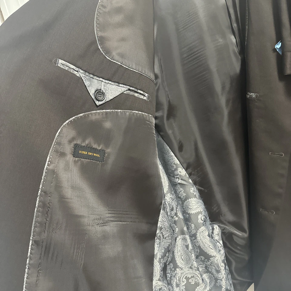 3 件装 Apollo King 男式套装 100% 羊毛棕色带背心尺寸 54R/48R 超 150s — 第 3/4 张图片