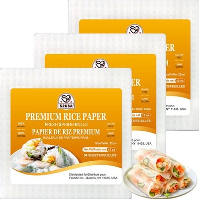 Square Rice Paper, 3 Pack, White Rice Paper Wrappers, Fresh Spring Roll Wrapp...