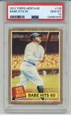 2011 TOPPS HERITAGE #139 BABE RUTH BASEBALL CARD NEW YORK YANKEES PSA 10 LOW POP
