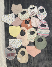 Lot of Multicolor Baby Bibs with Snap Closure, Assorted Patterns