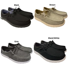 Eddie Bauer Men's Lightweight Canvas Slip-On Laced Casual Loafers