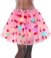 Women's LED Tutu Skirt Light Up Tutus Layered Tulle Ballet Skirt Sparkly Sequin