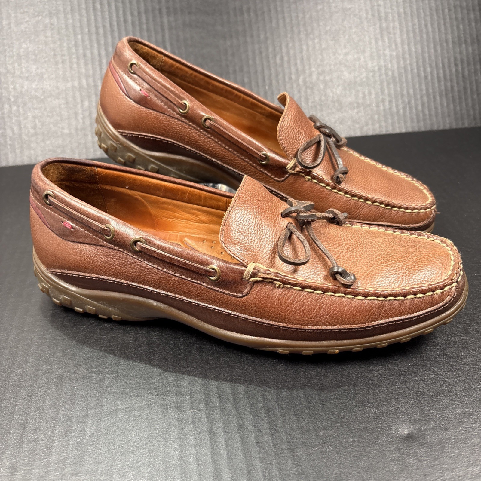Johnston Murphy Mens Moc Toe Loafers 10.5M Brown Leather Slip On Comfort