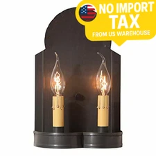 Classic Primitive Double Lights Hanover Wall Mounted Sconce In Kettle Black