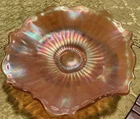 FENTON GLASS BOWL Marigold Opalescent Carnival Stippled Rays Old Vintage Antique
