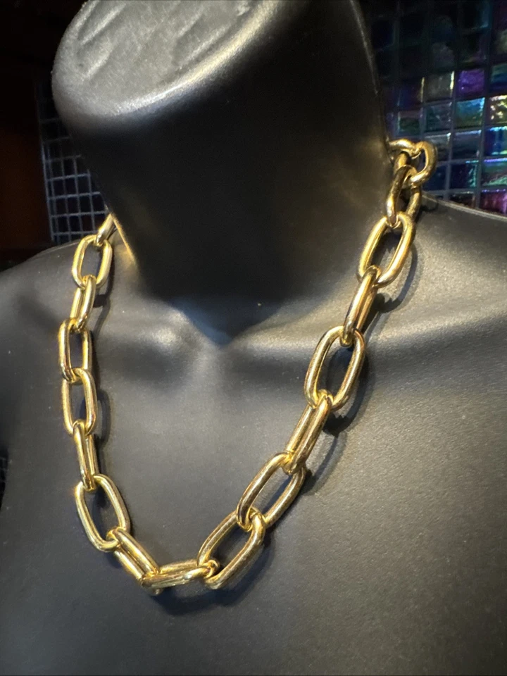 Diseñador Firmado 1AR M Italia por UnoAerre 20" Tono Dorado Brillante Collar de Eslabones de Cadena Foto 2 de 4