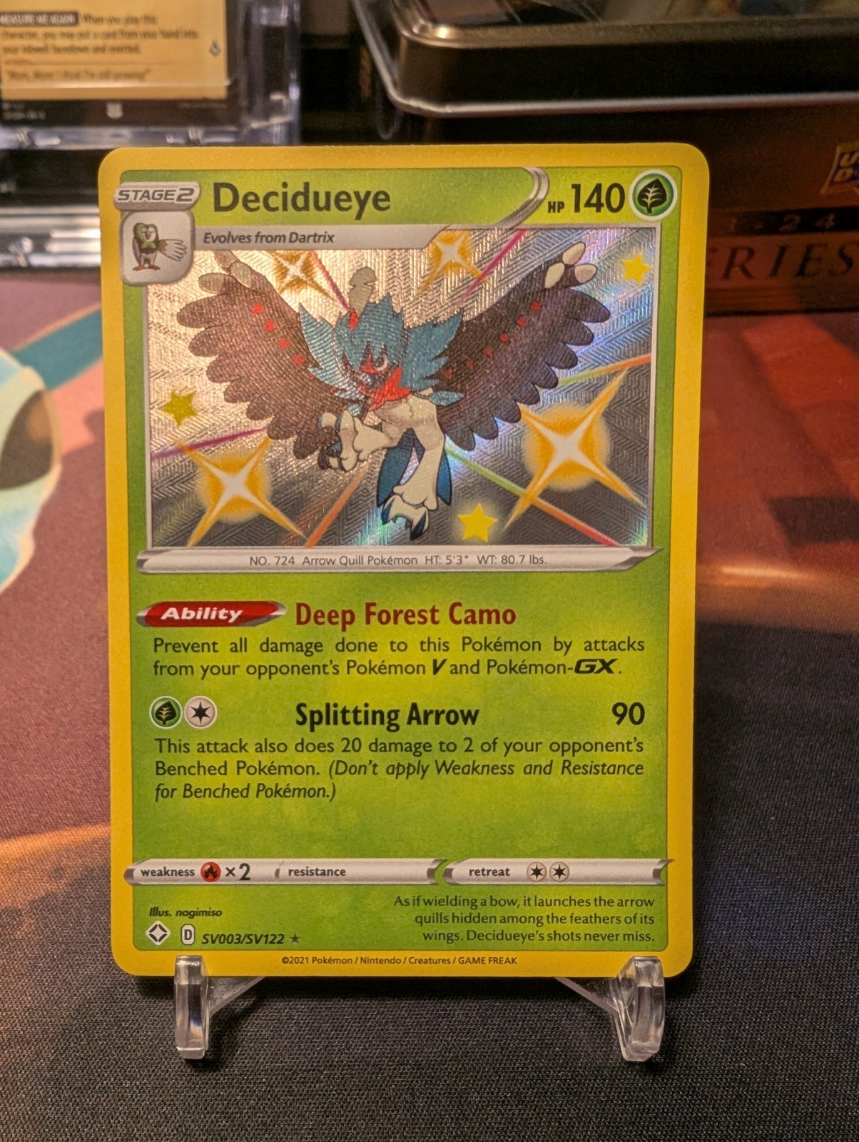 Decidueye SV003/SV122 Shining Fates Sword Shield Shiny Rare Pokemon Card NM