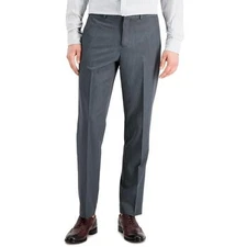 Perry Ellis Mens Modern fit Dress Pants 40 / 32 Charcoal Grey Solid Stretch