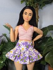 Handmade Doll Fashion, Adorable Top And Skirt Set For Curvy Barbie   