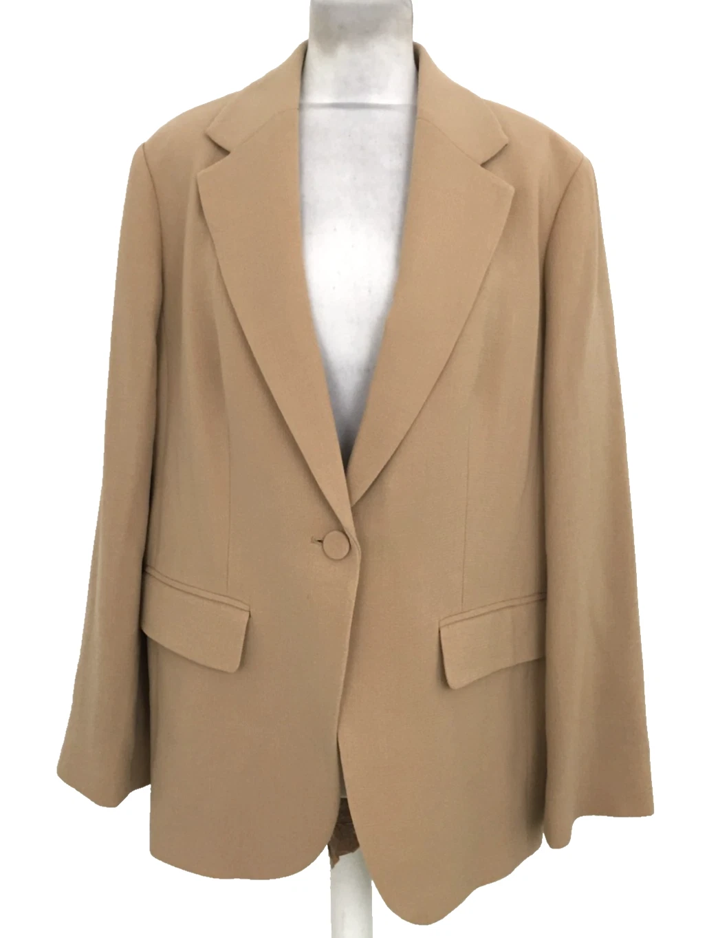 Jaeger Women's Blazer Size 12 Camel Pure New Wool L/Sleeve Notch Lapel New F1