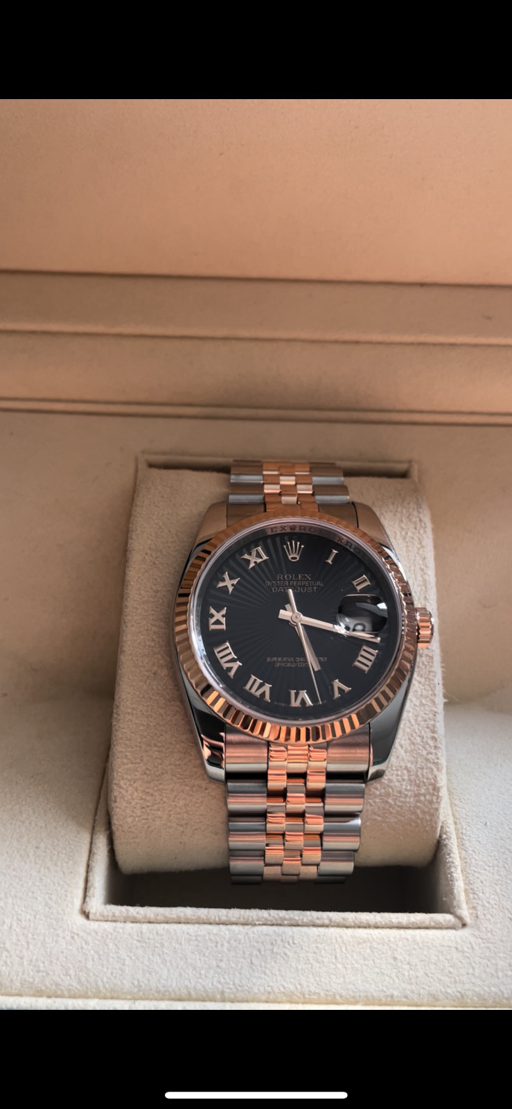 Rolex steel-rosegold jubilee, fluted bezel sundial