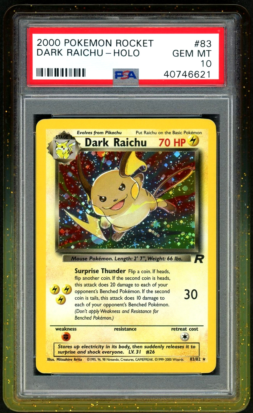 2000 Pokemon Team Rocket Unlimited Dark Raichu Holo PSA 10 POP 33!!! view 1