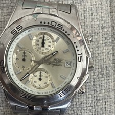 Pegasus Herren Quarz Armbanduhr Analog Chronograph Edelstahl Silber Datum …