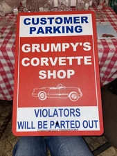 Corvette Parking Only Sign Vintage 12 X 18 Heavy Duty Metal 3 Pounds
