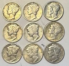 Mercury Dimes Lot of 9 90% Silver - Mixed Dates  [3]