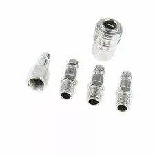 SET 5 PZ ATTACCO RAPIDO 1/4" RACCORDO INNESTO TUBI AD ARIA COMPRESSA RUBINETTO