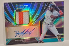 2020 Panini Select Prizm Yordan Alvarez PLAYER WORN ASTROS PATCH AUTO RPA RC /49