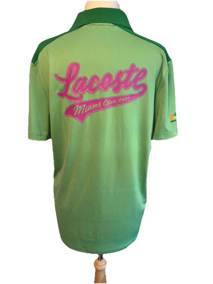 Nuevo Nuevo Con Etiquetas Miami Open Tenis 2025 LaCoste Hombres Polo Mangas Cortas Verde Rosa Foto 4 de 4