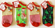 NEW Holiday Style Low Cut Christmas Socks - 4 Pairs - 9-11