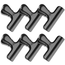 6 Pack Bag Clips, Stainless Steel Chip Clip, Black Chip Clips Bag Clips Food ...