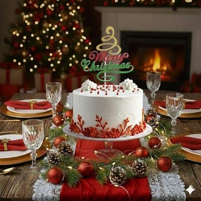 Frohe Weihnachten Tortenaufleger / Holiday Cake Topper / Basic Topper / Glitzerkarte