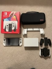 Nintendo Switch OLED White CIB  Grip  Case  256gb Micro SD  Extras