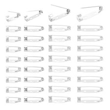 200 Pcs Safety Bar Pins Pin Back Clasp Brooch Findings 15/20/25/30mm, Silver 
