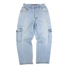 Vintage Culture Jeans Denim Cargo Pants Size 31 X 30 Baggy Y2K
