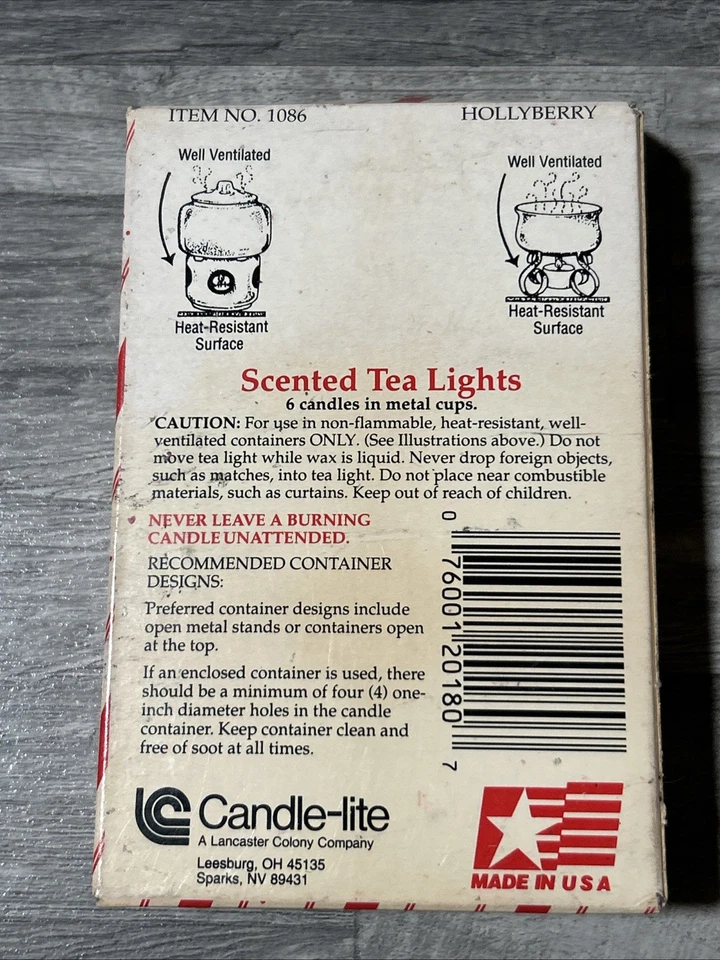 Candle-lite 6 velas de luz de té perfumadas con acebo vacaciones vintage calentador rojo W4 Foto 2 de 2