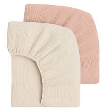 : Muslin Fitted Crib Sheets: 2 Pack - Pink Cream - 28x52", 100 Cotton, Oek...