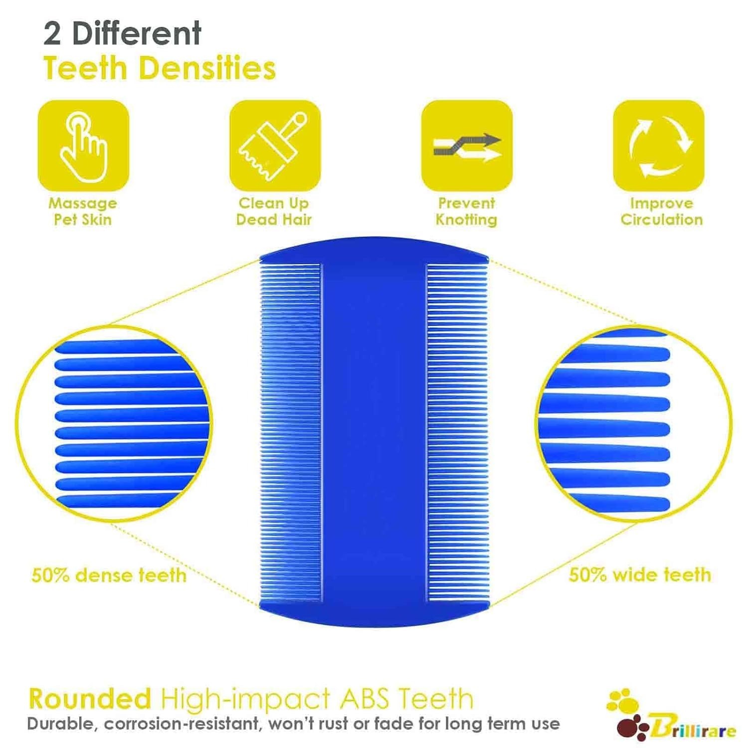 6 Pack Dog Grooming Comb, Pet Flea Lice Stainless Steel Cat Combs with Rounded T