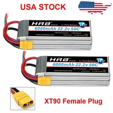 2pcs HRB 6S 6000mAh XT90 22.2V 50C Lipo Battery for RC Drone Quadcopter Truck