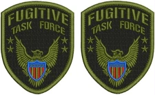 FUGITIVE TASK FORCE 2 EMB SHOULDER 4.5X3.75 HOOK ON BACK OD GREEN / BLACK