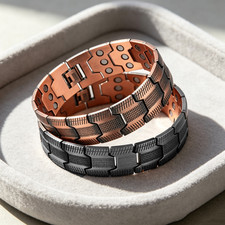 2PCS Vintage 3X Ultra Strength Magnetic Copper Bracelet Men's Therapy Energy