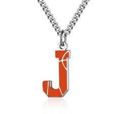 Basketball Letter Necklace - Men's Basketball Charm Pendant, Stainless Steel ...