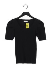 Sandro Women's Top S Black 100% Other Short Sleeve Round Neck Basic