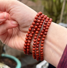 Red Jasper 4mm Round Beads Stretch Bracelet Healing Crystal Gift for Her 1pc