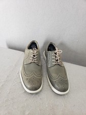 Chaps Men Oxford 8M Gray Leather Wingtip Oxford Brogue Dress Casual Comfort Shoe