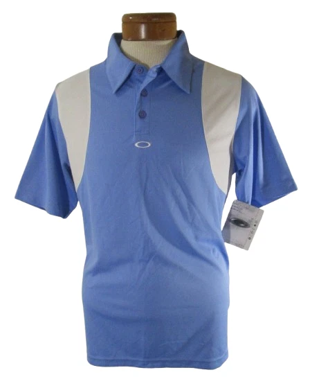 NWT Oakley Mens Conduct Golf Polo Shirt M Light Blue/White MSRP$65