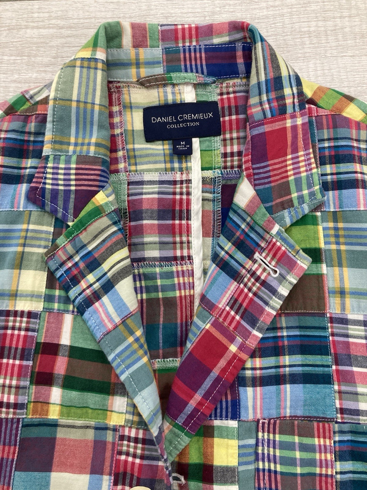 Daniel Cremieux Madras Plaid Patchwork  Cotton Ja… - image 1