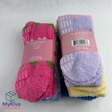 Feather Touch Fuzzy Slipper Socks 5 Pairs Cozy Non Slip Size 9 11 Women