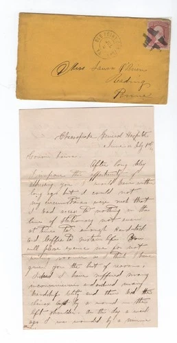 CIVIL WAR LETTER - Officer 22nd U.S. Colored Troops - In Hospital Battle Wound !
